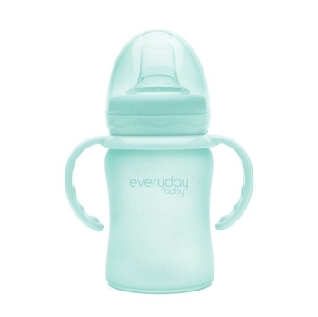 Скляний дитячий поїльник Everyday Baby з силіконовим захистом, 150 мл, м'ятний (10307) - Pampik