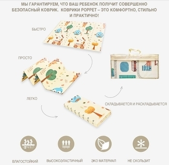 Дитячий двосторонній складаний килимок Poppet Парк і Прогулянка ведмежат, 200х180 см (PP002-200) - Pampik - 13