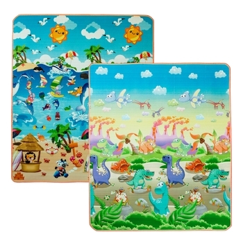 Дитячий двосторонній килимок Limpopo Динозаври та Пляжний сезон, 150х180 см (LP014-150) - Pampik