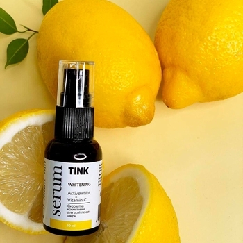 Сироватка для обличчя освітлювальна Tink Whitening Serum, з Actiwhite, вітаміном Е і феруловою кислотою, 30 мл - Pampik - 4