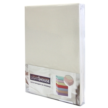 Простирадло на резинці LightHouse, трикотаж, 160х200 см, бежевий (46517) - Pampik - 2