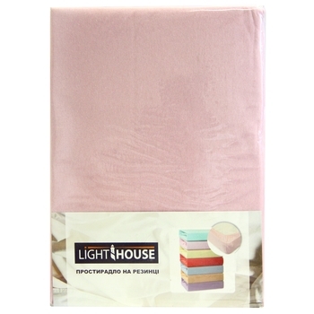 Простыня на резинке LightHouse, трикотаж, 160х200 см, розовый (46531) - Pampik