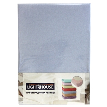 Простыня на резинке LightHouse, трикотаж, 160х200 см, голубой (46555) - Pampik