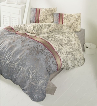 Комплект постельного белья LightHouse Hurrem, бязь, 220х160 см, бежевый с серым (34311_1,5) - Pampik