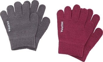 Рукавички Huppa Levi 2, р.5, акрил, темно-сірий, бордовий (82050002-00134-005) - Pampik