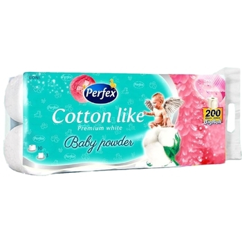 Тришаровий туалетний папір Perfex Premium Cotton Baby Powder, 10 рулонів - Pampik