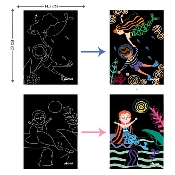 Набор для творчества скретч-арт Avenir Русалки, 8 листов (CH1677) - Pampik - 4