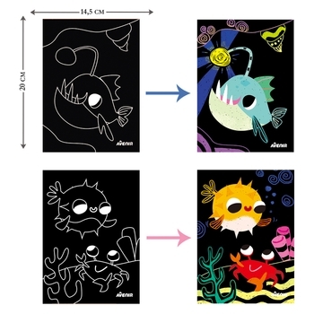 Набор для творчества скретч-арт Avenir Морские друзья, 8 листов (CH1674) - Pampik - 4