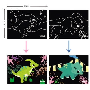 Набор для творчества скретч-арт Avenir Динозавры, 8 листов (CH1675) - Pampik - 6