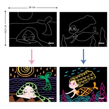 Набор для творчества скретч-арт Avenir Русалки, 8 листов (CH1677) - Pampik - 5