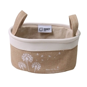 Корзина текстильная овальная с ручками Handy Home Fly, 28х18х14 см, бежевый (NEW-08) - Pampik