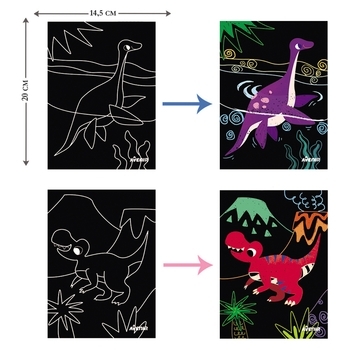 Набор для творчества скретч-арт Avenir Динозавры, 8 листов (CH1675) - Pampik - 3