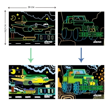 Набор для творчества скретч-арт Avenir Транспорт, 8 листов (CH191681) - Pampik - 3