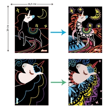 Набор для творчества скретч-арт Avenir Волшебные единороги, 4 листа (CH1545) - Pampik - 5