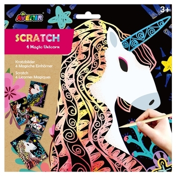 Набор для творчества скретч-арт Avenir Волшебные единороги, 4 листа (CH1545) - Pampik