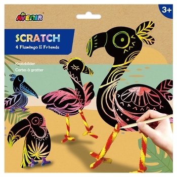 Набор для творчества скретч-арт Avenir Фламинго, 4 листа (CH1426) - Pampik