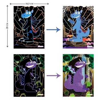 Набір для творчості скретч-арт Avenir Чарівні дракони, 4 листа (CH1544) - Pampik - 5