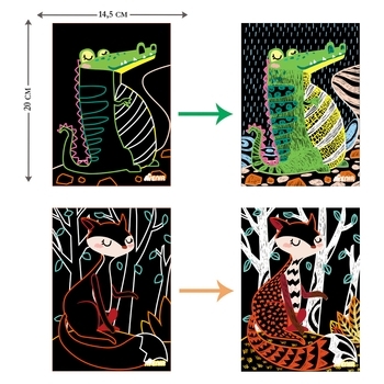 Набор для творчества скретч-арт Avenir Волшебные животные, 4 листа (CH1542) - Pampik - 4