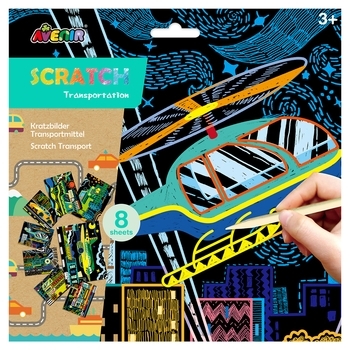 Набор для творчества скретч-арт Avenir Транспорт, 8 листов (CH191681) - Pampik