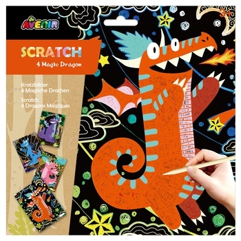 Набір для творчості скретч-арт Avenir Чарівні дракони, 4 листа (CH1544) - Pampik