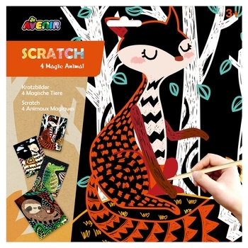 Набор для творчества скретч-арт Avenir Волшебные животные, 4 листа (CH1542) - Pampik