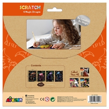 Набір для творчості скретч-арт Avenir Чарівні дракони, 4 листа (CH1544) - Pampik - 3