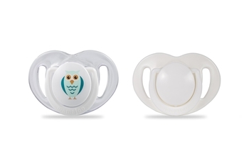 Силиконовая ортодонтическая пустышка Mamajoo Сова, 6-12 мес., белый, 2 шт. (MMJ3053) - Pampik