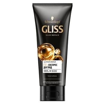 Маска Gliss Ultimate Repair Експрес Догляд 1 хвилина, для сильно пошкодженого і сухого волосся, 200 мл - Pampik