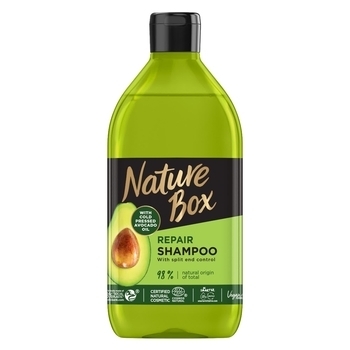 Шампунь Nature Box для відновлення волосся і проти посічених кінчиків з маслом авокадо холодного віджиму, 385 мл - Pampik