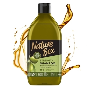 Шампунь для зміцнення довгого волосся і протидії ламкості Nature Box з оливковою олією холодного віджиму, 385 мл - Pampik - 3