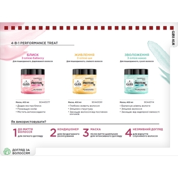 Маска для волосся 4 в 1 Gliss Kur Performance Treat Зволоження, для пошкоджених, сухих волосся, 400 мл - Pampik - 3