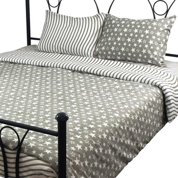 Комплект постельного белья Руно Звезды, микрофибра, 215х143 см, серый (1.52Star) - Pampik - 2