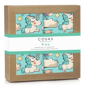 Набір наволочок Cosas Єдиноріг, ранфорс, 70х50 см, бірюзовий, 2 шт. - Pampik - 4