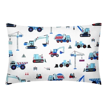 Набор наволочек Cosas Машинки и Зигзаги, ранфорс, 60х40 см, голубой, серый, белый, 2 шт. - Pampik - 3