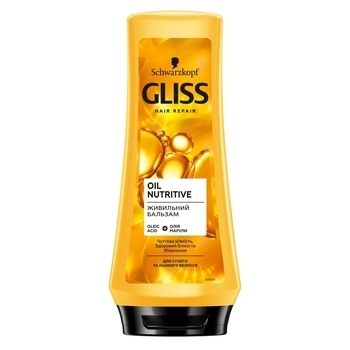 Бальзам Gliss Kur Oil Nutritive для волосся, що січеться, 200 мл - Pampik