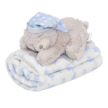 Плед Interbaby Flecce plush toy bear sleep blue, блакитний (8100265) - Pampik