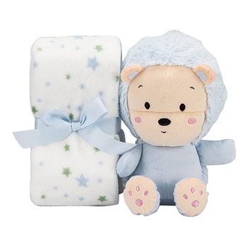Плед Interbaby Flecce plush toy lion blue, блакитний (8100262) - Pampik