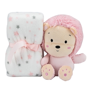 Плед Interbaby Flecce plush toy lion pink, рожевий (8100263) - Pampik