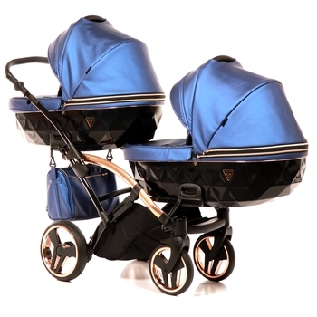 Універсальна коляска для двійні 2 в 1 Junama Fluo line Duo Slim 01, синій (J-Fl-DUOs-01) - Pampik - 2