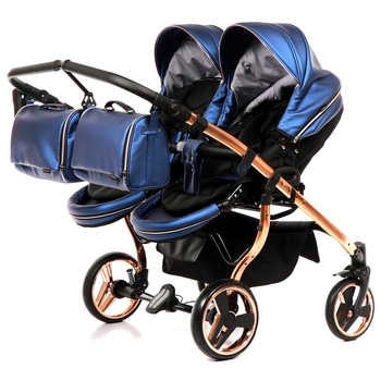 Універсальна коляска для двійні 2 в 1 Junama Fluo line Duo 01, синій (J-Fl-DUO-01) - Pampik - 10