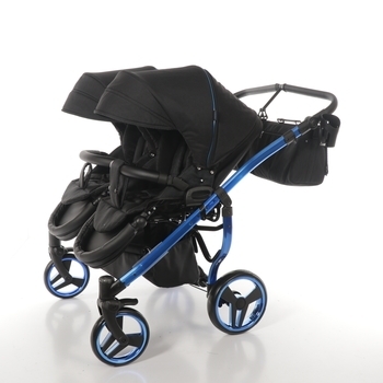 Універсальна коляска для двійні 2 в 1 Junama Diamond Individual Duo 02, чорний на синій рамі (JD-IN-DUO-02) - Pampik - 7