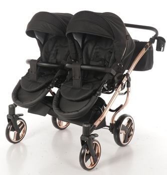 Універсальна коляска для двійні 2 в 1 Junama Diamond Individual Duo 03, чорний на бронзовій рамі (JD-IN-DUO-03) - Pampik - 7