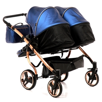 Універсальна коляска для двійні 2 в 1 Junama Fluo line Duo 01, синій (J-Fl-DUO-01) - Pampik - 11