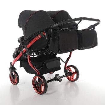 Універсальна коляска для двійні 2 в 1 Junama Diamond Individual Duo 01, чорний на червоній рамі (JD-IN-DUO-01) - Pampik - 10