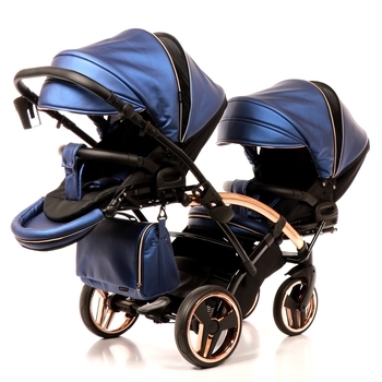 Універсальна коляска для двійні 2 в 1 Junama Fluo line Duo Slim 01, синій (J-Fl-DUOs-01) - Pampik - 7