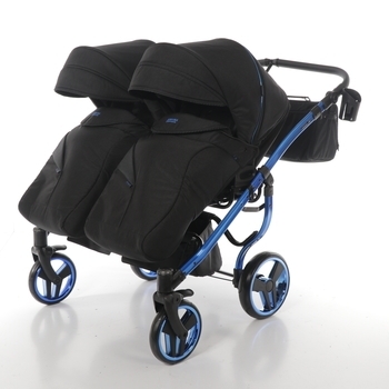 Універсальна коляска для двійні 2 в 1 Junama Diamond Individual Duo 02, чорний на синій рамі (JD-IN-DUO-02) - Pampik - 11