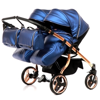 Універсальна коляска для двійні 2 в 1 Junama Fluo line Duo 01, синій (J-Fl-DUO-01) - Pampik - 6