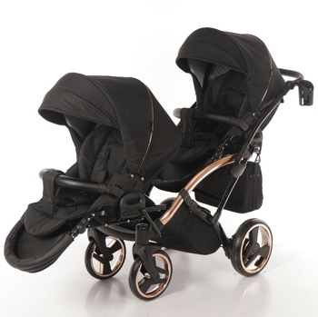 Універсальна коляска для двійні 2 в 1 Junama Diamond Individual Duo Slim 03, чорний на бронзовій рамі (JD-IN-DUOs-03) - Pampik - 7