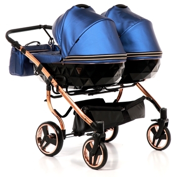 Універсальна коляска для двійні 2 в 1 Junama Fluo line Duo 01, синій (J-Fl-DUO-01) - Pampik - 3