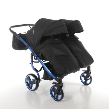 Універсальна коляска для двійні 2 в 1 Junama Diamond Individual Duo 02, чорний на синій рамі (JD-IN-DUO-02) - Pampik - 10